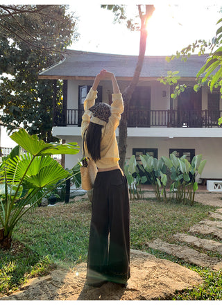 Tassel hem wide pants