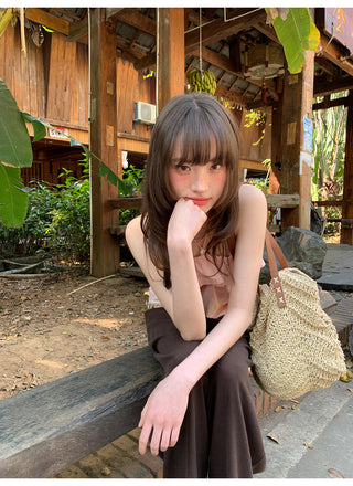 Tassel hem wide pants