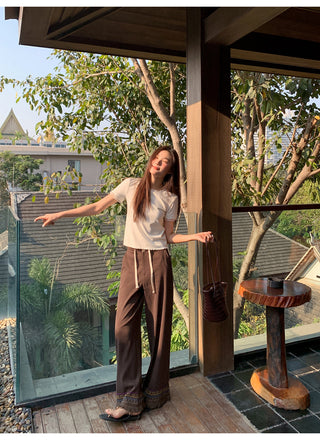 Tassel hem wide pants
