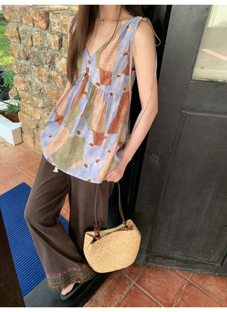 Tassel hem wide pants