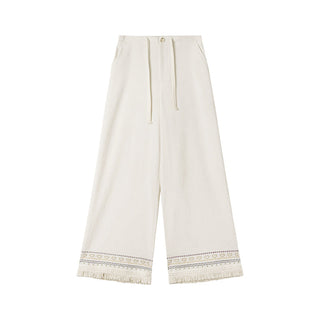 Tassel hem wide pants