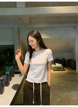 Tassel hem wide pants