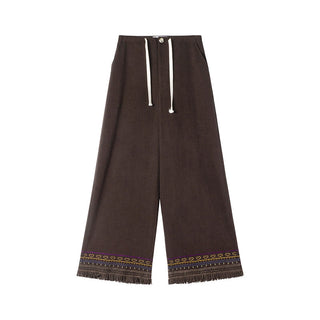 Tassel hem wide pants