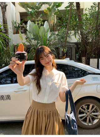 Pleated A-line skirt