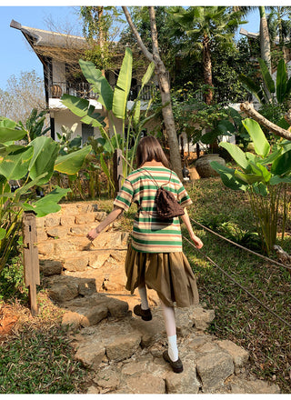 Pleated A-line skirt