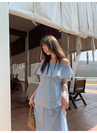 Off-shoulder midi dress