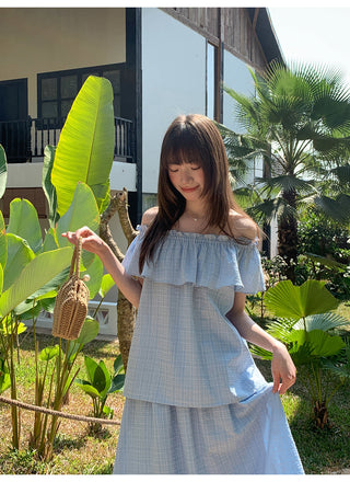 Off-shoulder midi dress