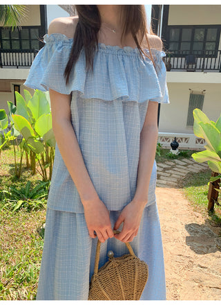 Off-shoulder midi dress