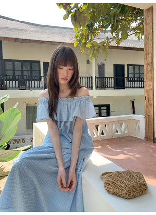 Off-shoulder midi dress