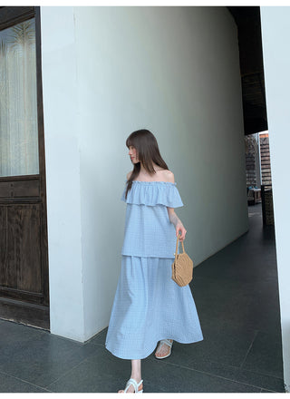 Off-shoulder midi dress