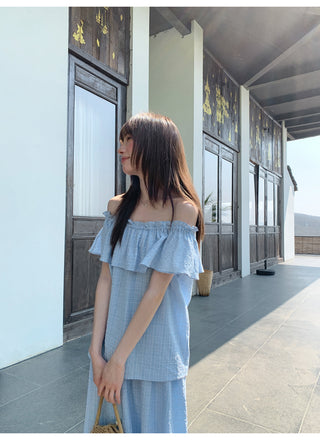 Off-shoulder midi dress
