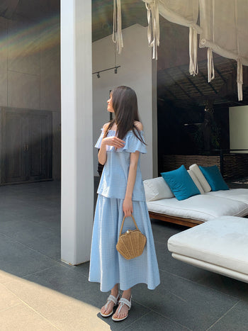 Off-shoulder midi dress