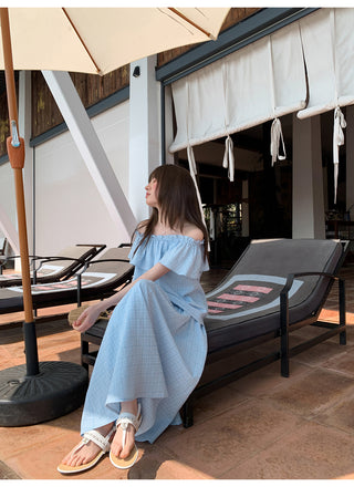 Off-shoulder midi dress