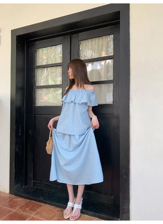 Off-shoulder midi dress