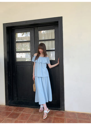 Off-shoulder midi dress