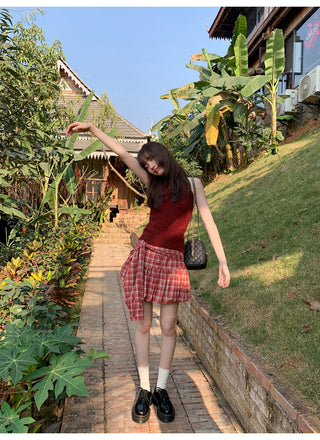 Plaid bud skirt