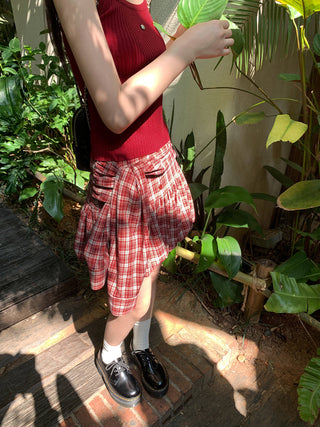 Plaid bud skirt