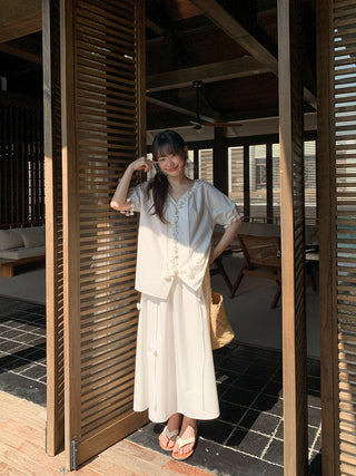 Tassel tie-neck shirt