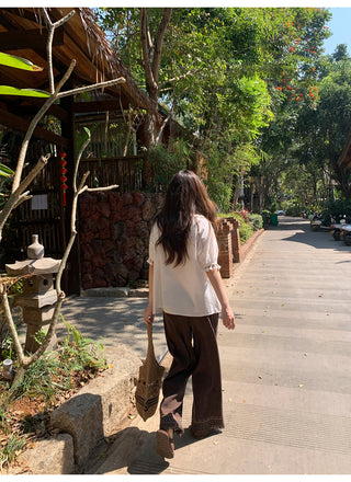 Tassel tie-neck shirt
