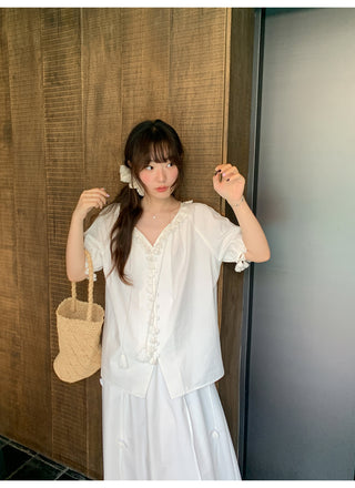 Tassel tie-neck shirt