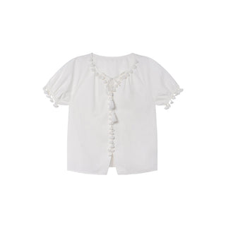 Tassel tie-neck shirt