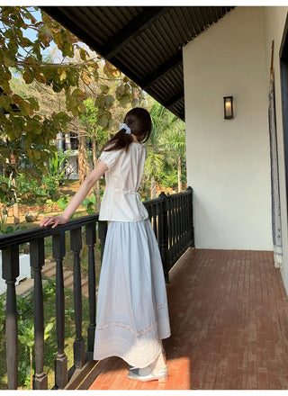 Lace puff sleeve shirt