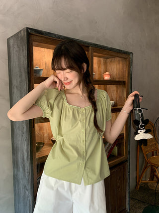 Lace puff sleeve shirt