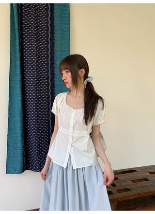 Lace puff sleeve shirt