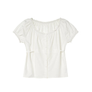 Lace puff sleeve shirt