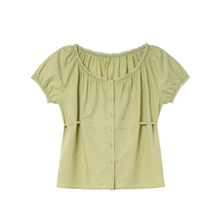 Lace puff sleeve shirt
