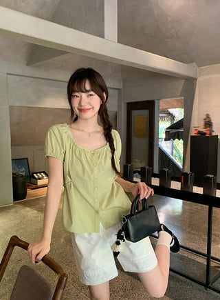 Lace puff sleeve shirt