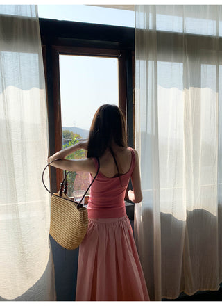 Pink knitted camisole