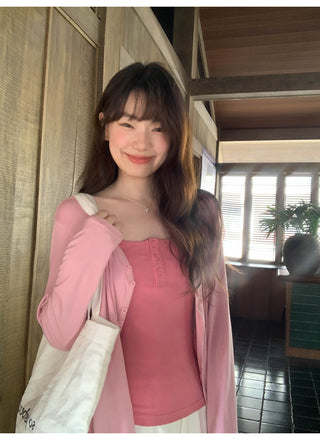 Pink knitted camisole