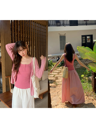 Pink knitted camisole