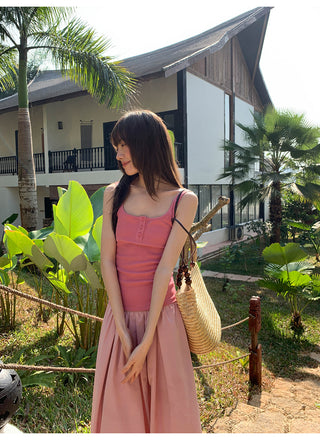 Pink knitted camisole