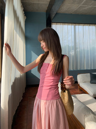 Pink knitted camisole