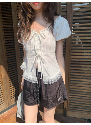 Lace strap shirt