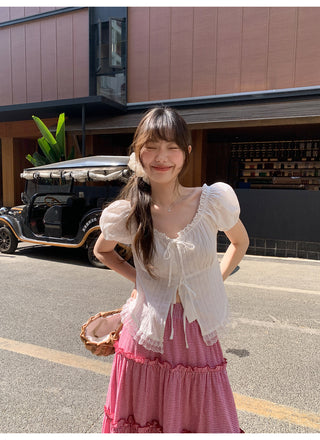 Lace strap shirt