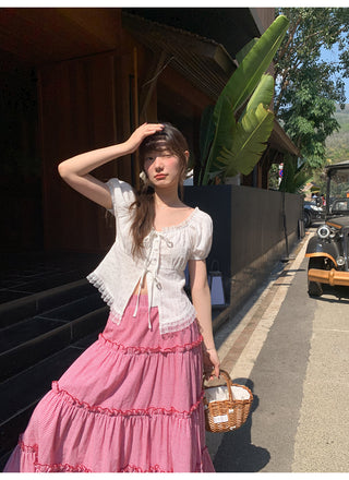 Lace strap shirt