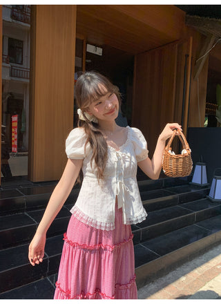 Lace strap shirt