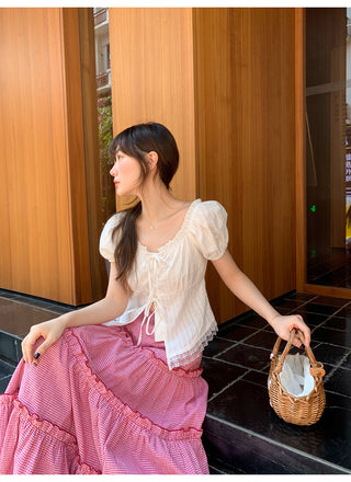 Lace strap shirt