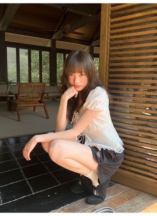 Lace strap shirt