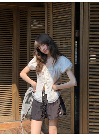 Lace strap shirt