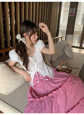 Lace strap shirt