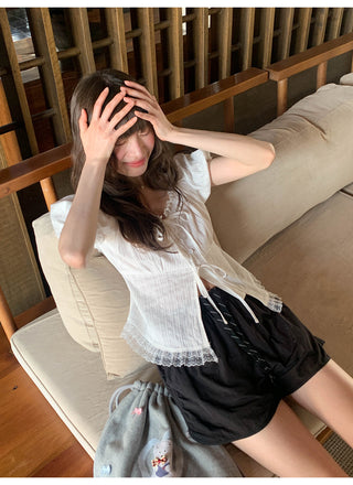 Lace strap shirt