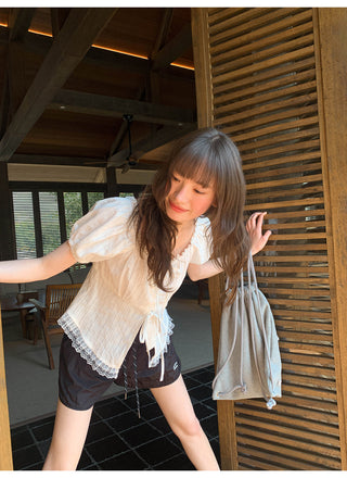 Lace strap shirt