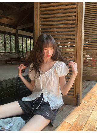 Lace strap shirt