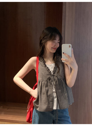 Plaid vest suit