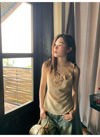 Floral knitted vest