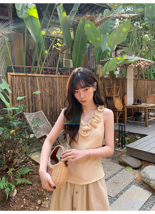 Floral knitted vest